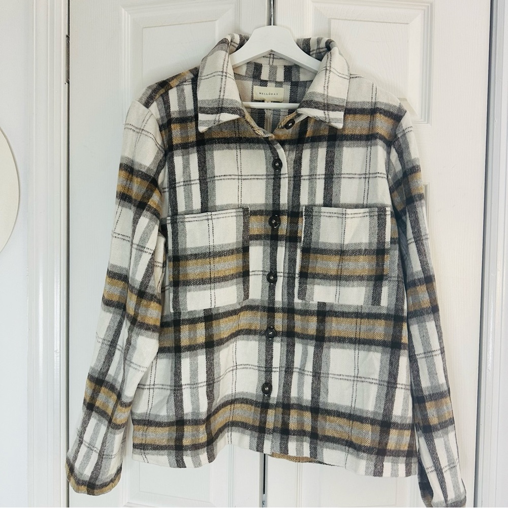 2/$25 NWT Melloday boho plaid button front shacket shirt jacket XL